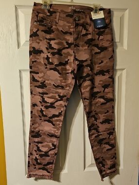 Soho Pink and Dark Brown Camo Skinny Jeans